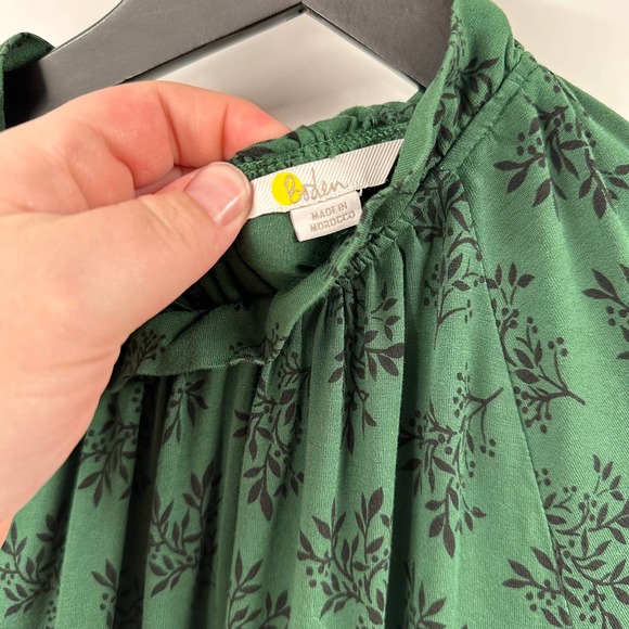 Boden Long Sleeve Maxi Green and Black Floral Dress Size 14 Long - Picture 5 of 9